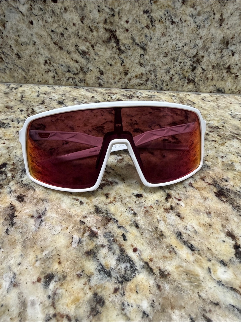 Oakley Sutro White Frame Sunglasses with Red Mirrored Lens